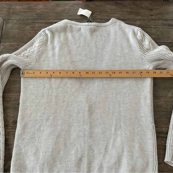 NWT Prince & Fox Medium Cable Cardigan Sweater Grandpa Oatmeal Navy New Longline - Picture 5 of 5